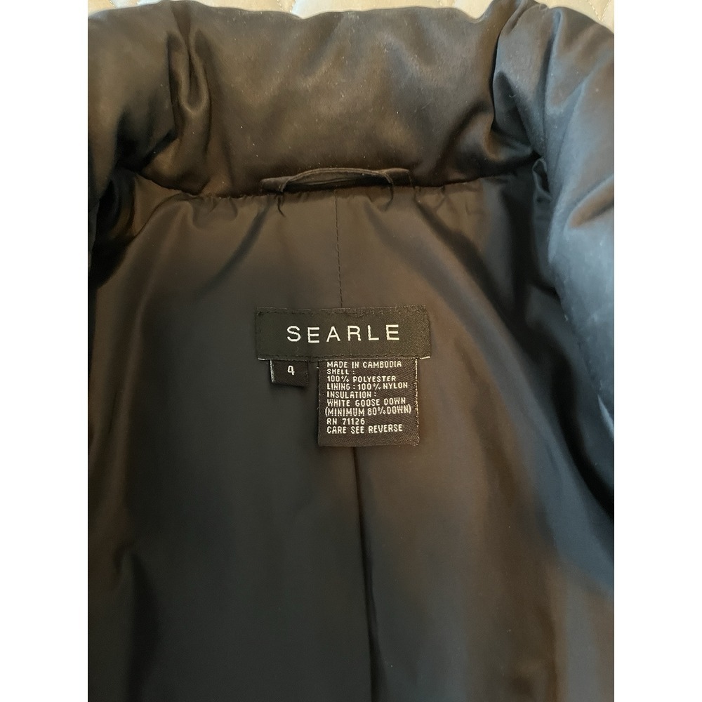 Searle Goose Down Long Puffer Jacket Coat Womens Size 4 Black Insulated Winter - Picture 3 of 7